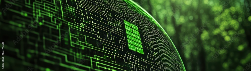 Aufkleber abstract digital circuit with green glowing elements, showcasing connection and innovation in tech.
