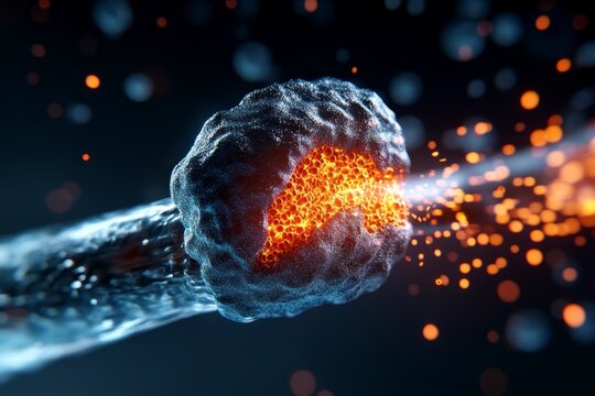 Neuron synapse transmitting signals between cells, with neurotransmitters crossing the synaptic gap