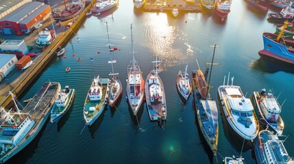 Obraz premium Aerial View of Boats Docked in a Harbor