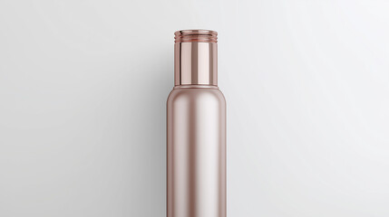 Fototapeta premium Minimalist Modern Cosmetic Bottle with a Metallic Cap, Clean White Background, Soft Shadow Details, Generative AI