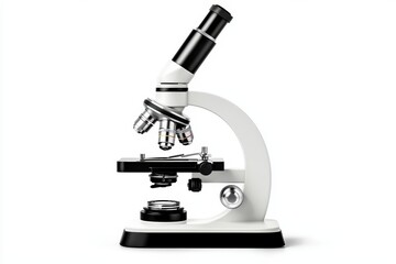 High-quality microscope on white isolate background for science and laboratory use.