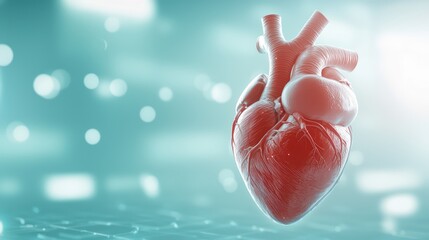 Fototapeta premium Human heart anatomy, 3D rendering, isolated on a soft background.