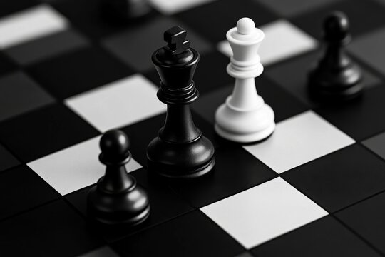 Simple chessboard layout, using minimalist designs to highlight the geometric precision of the game