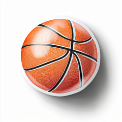 Obraz premium cutout sticker of basketball with detailed pebbled texture and seams isolated on white background