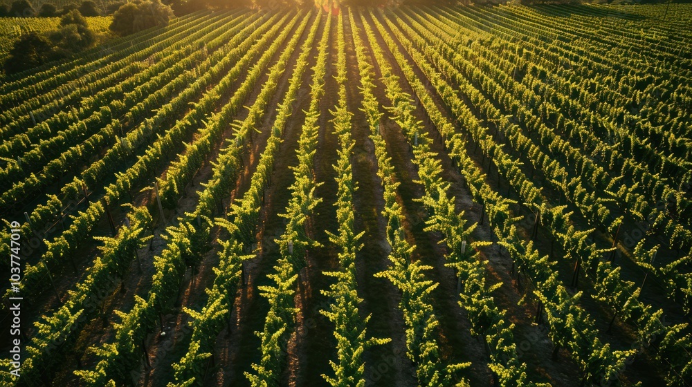 Sticker Vineyard at Sunset