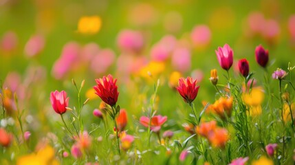 Obraz premium Floral Paradise: A Serene Tapestry of Blooms in Vibrant Hues