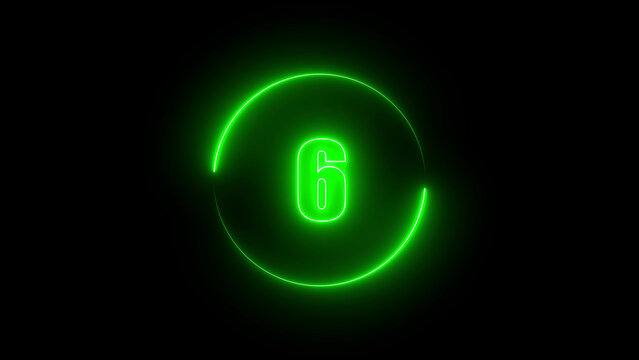 abstract linear neon number  six  ,  Educational mathematics concept with neon letter