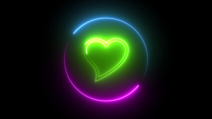 Glowing neon Love simple shape icon on black background	