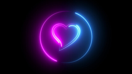 Glowing neon Love simple shape icon on black background	