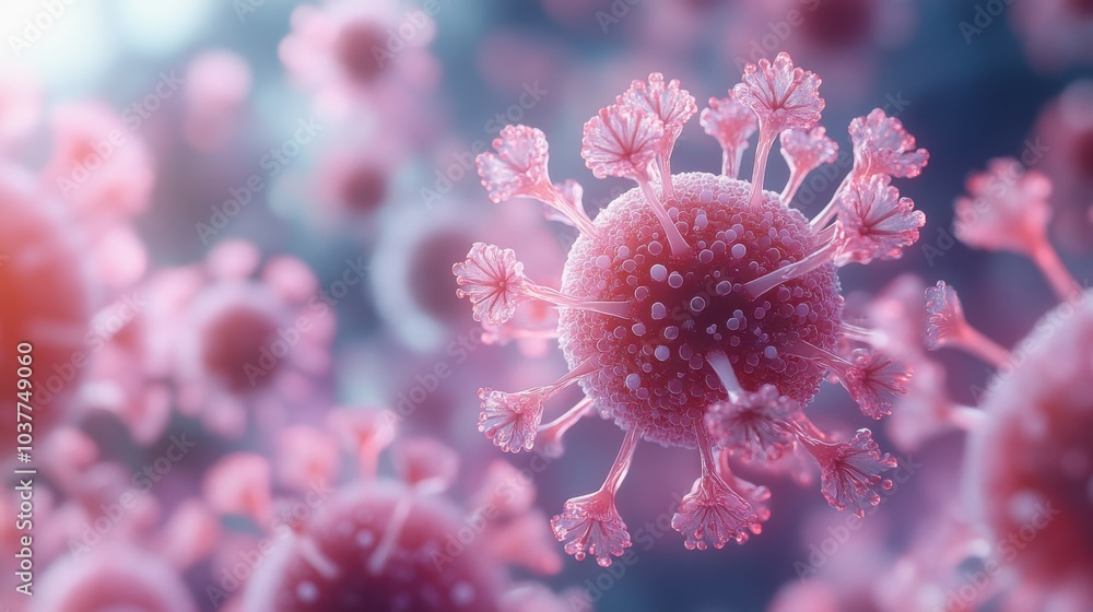 Aufkleber microscopic view of a virus, showcasing its structure and features.