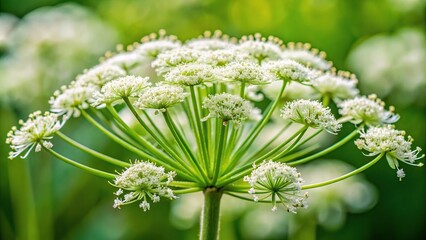Macro close-up of wild angelica flower umbel