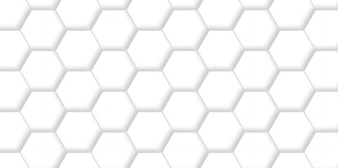 Vector Minimal White Hexagonal Background. Luxury White Pattern. 3D Futuristic abstract honeycomb mosaic white background. geometric mesh cell texture. modern futuristic wallpaper.