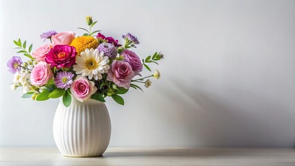 Obraz premium Macro flower arrangement in a white porcelain vase