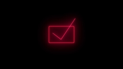 glowing neon check mark icon animation. ok , [done, completed check mark	