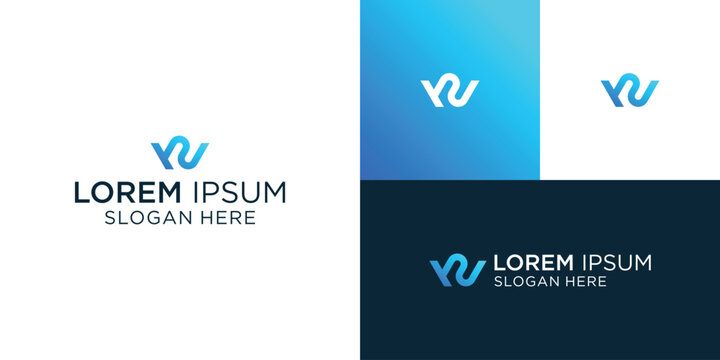 letter 2w w2 WZ simple linked lines art logo vector