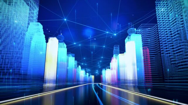 Motion graphic digital city technology