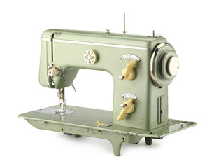 One vintage sewing machine isolated on white