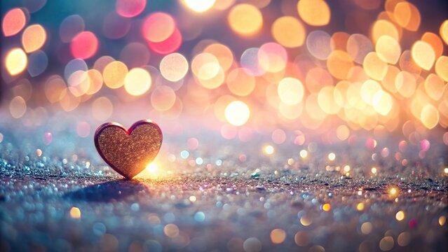 Macro mini heart shape element with soft light and blurred bokeh abstract background