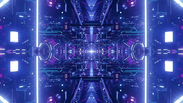 Futuristic Tech Purple Glittering Tunnel Background Loop