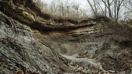 Fototapeta premium Layered Sedimentary Rock Cliff