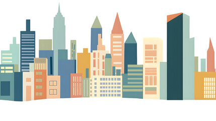 Obraz premium Colorful City Skyline Illustration Design, transparent bg