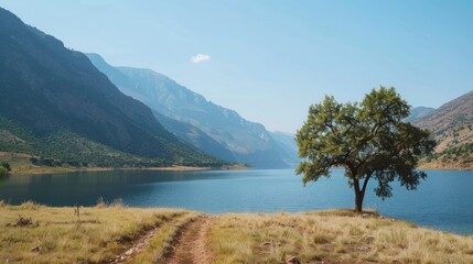 Serene Mountain Lake Landscape