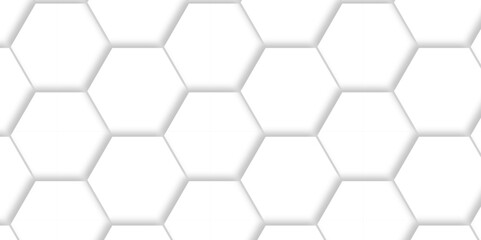 Vector Minimal White Hexagonal Background. Luxury White Pattern. 3D Futuristic abstract honeycomb mosaic white background. geometric mesh cell texture. modern futuristic wallpaper.