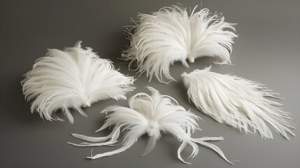 Obraz premium Elegant White Feather Collection on Neutral Background
