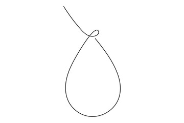 Continuous one line drawing of water drop icon, rain drop concept isolated art illustration