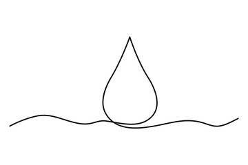 Continuous one line drawing of water drop icon, rain drop concept isolated art illustration