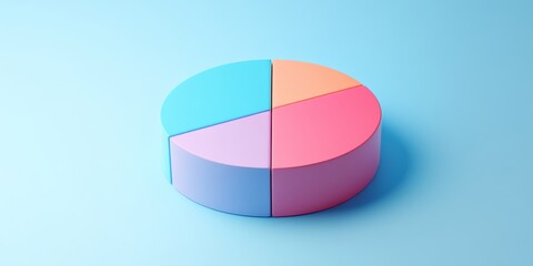Obraz premium 3D rendering of a pie chart with segments, representing analytics and insights, isolated on a bright backdrop