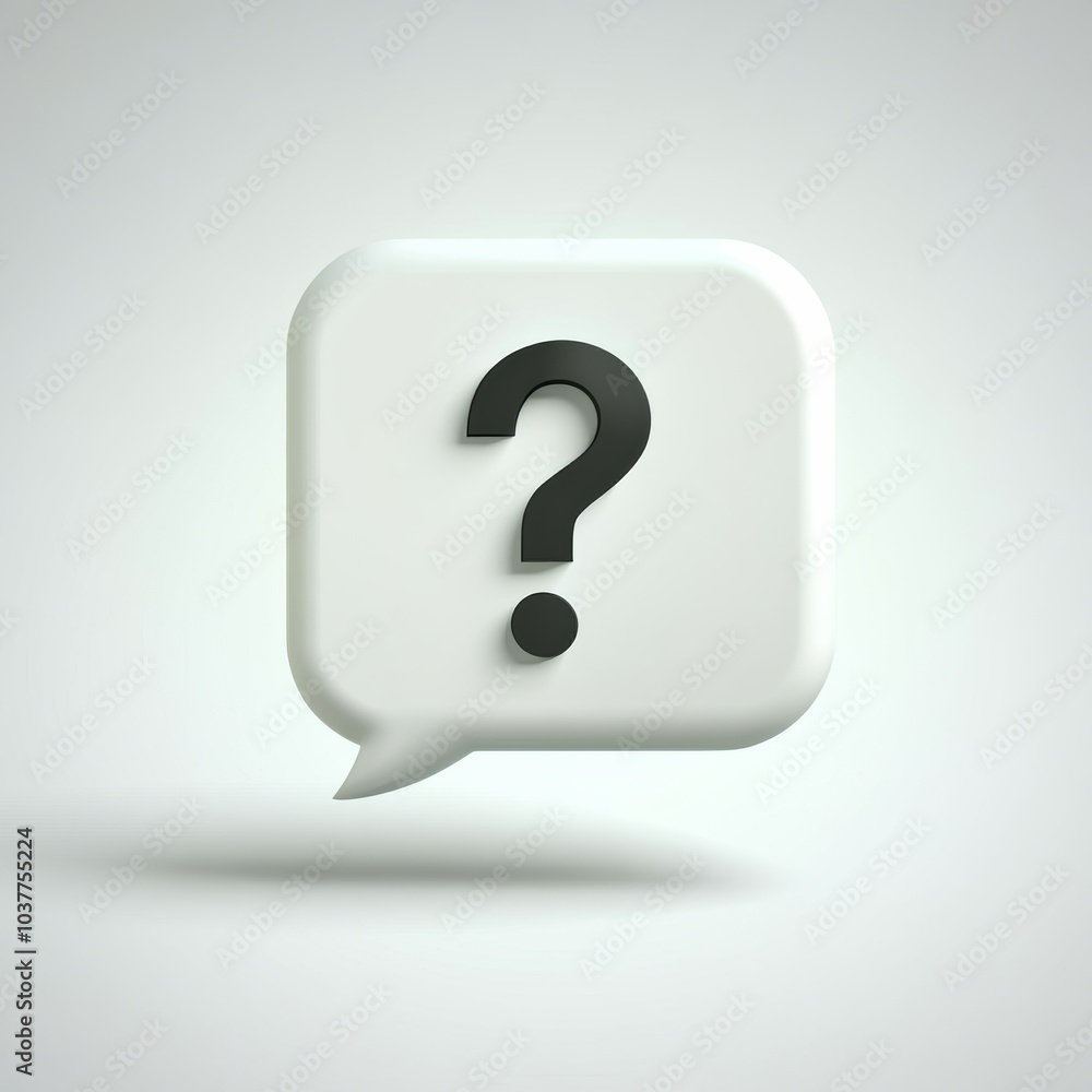 Poster a 3d icon of a speech bubble with a question mark, representing inquiry and communication, isolated 
