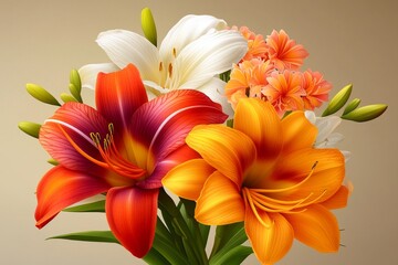 Fototapeta premium A retro-style poster featuring Daylilies and Snapdragons, with bold typography and muted colors evoking a nostalgic garden design