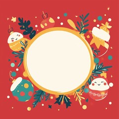 Fototapeta premium Funny doodle christmas ornament with white circle on center