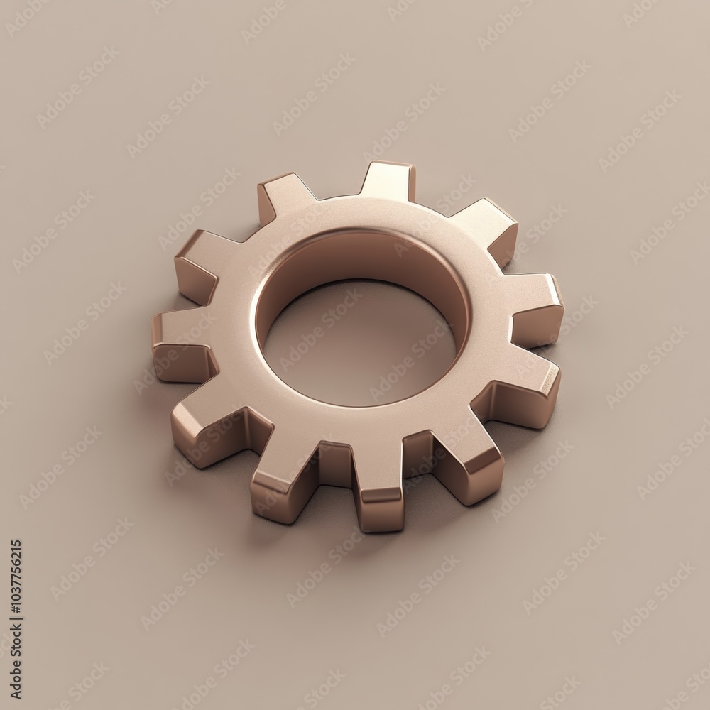Poster a minimalist 3d representation of a gear with smooth edges, symbolizing technical innovation, isolat