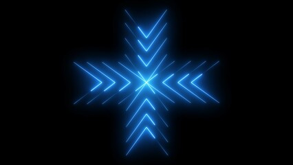 Glowing neon arrow line animation with black background