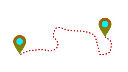 Distance between two locations animation acon with white background