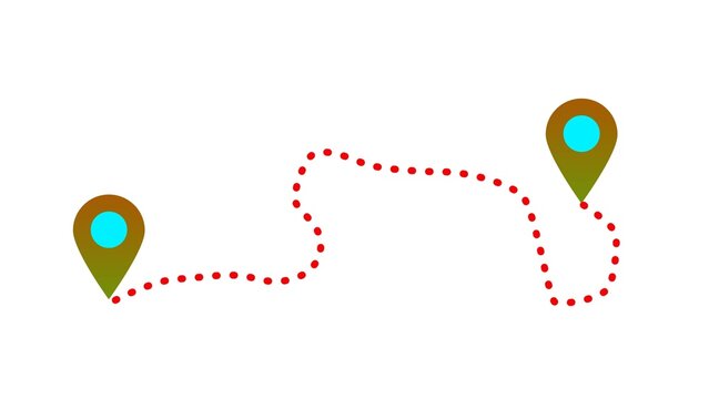 Distance between two locations animation acon with white background