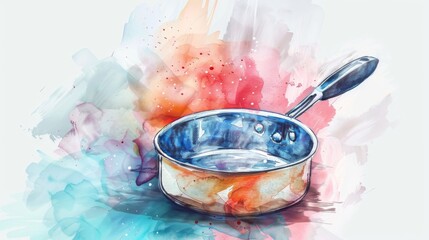 Clean Saucepan on Colorful Background