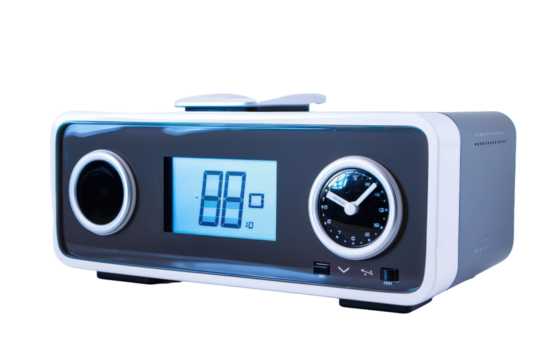 Digital Clock Radio Featuring High-Tech Design and Blue LED Display