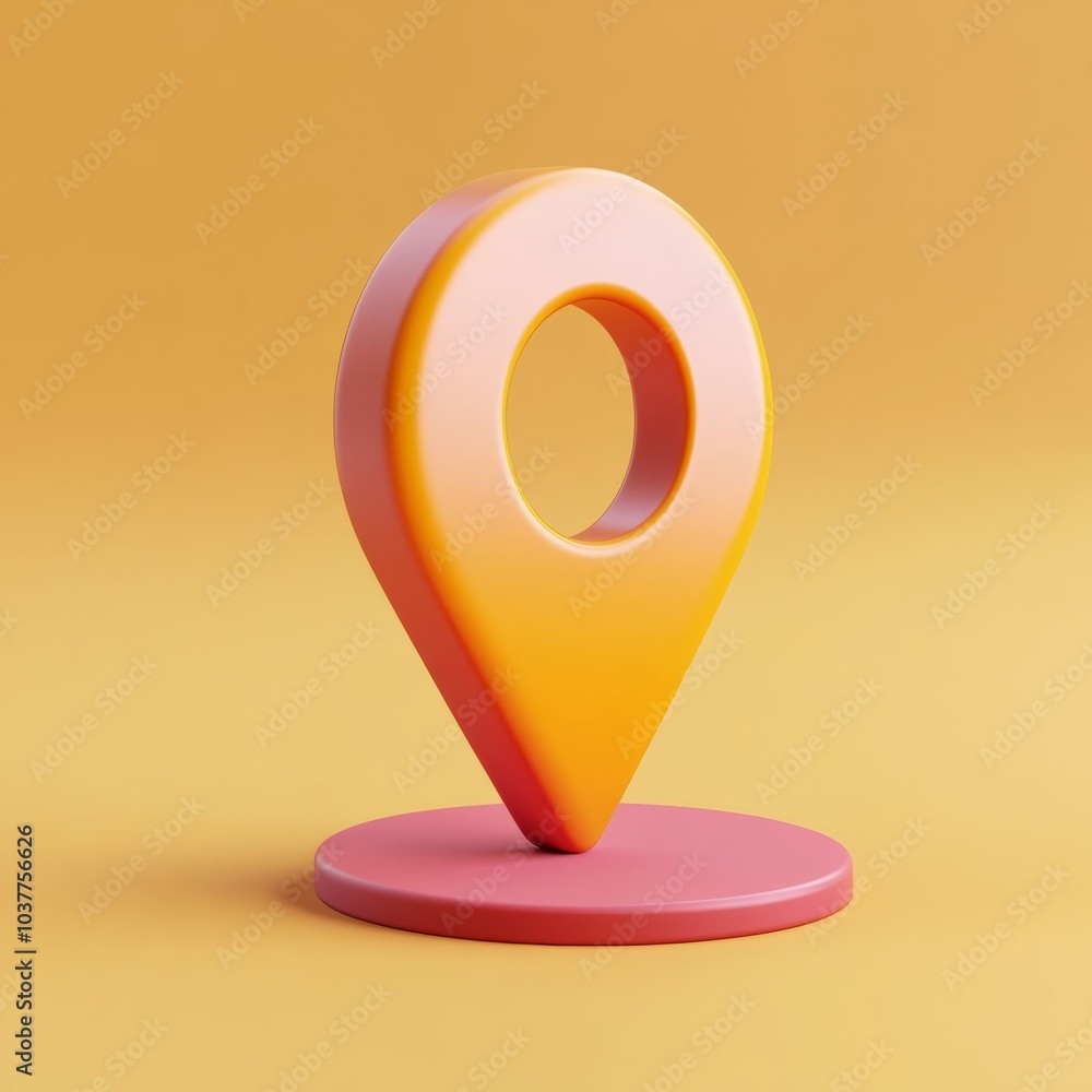 Poster a sleek 3d icon of a map pin, symbolizing location and navigation, isolated against a bright backgro