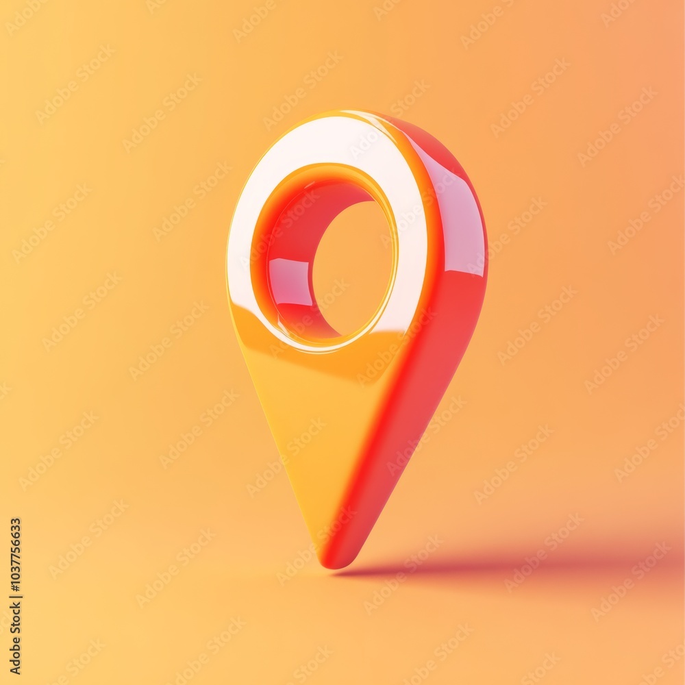 Poster a sleek 3d icon of a map pin, symbolizing location and navigation, isolated against a bright backgro