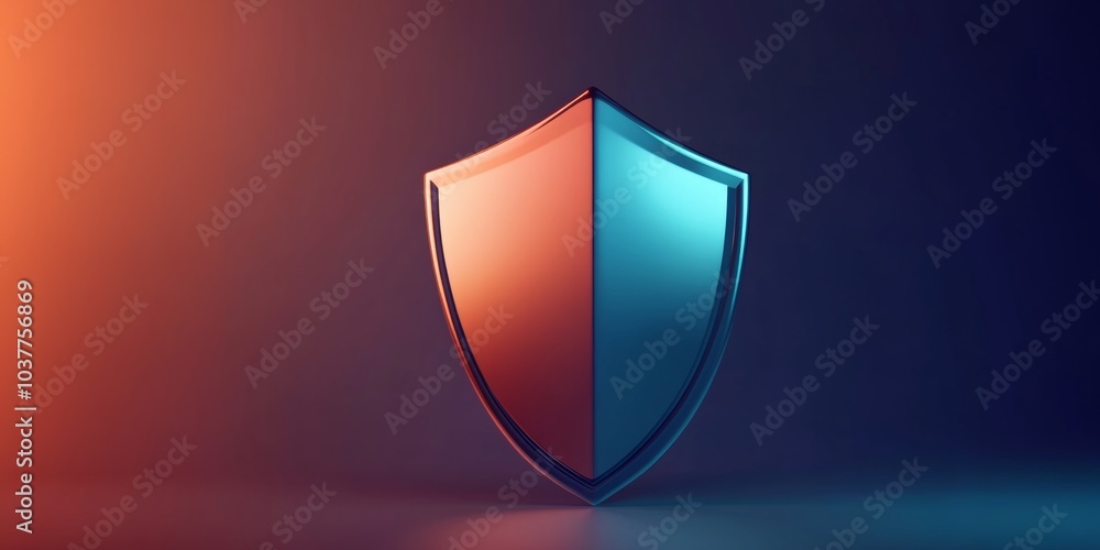 Aufkleber a sleek 3d icon of a security shield, representing safety and protection, isolated on a subtle gradi