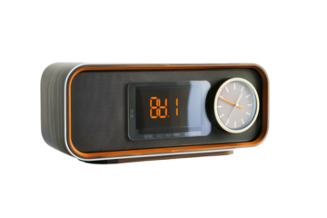 Modern Clock Radio with Digital Screen and Blue Backlight for Enhanced Visibility