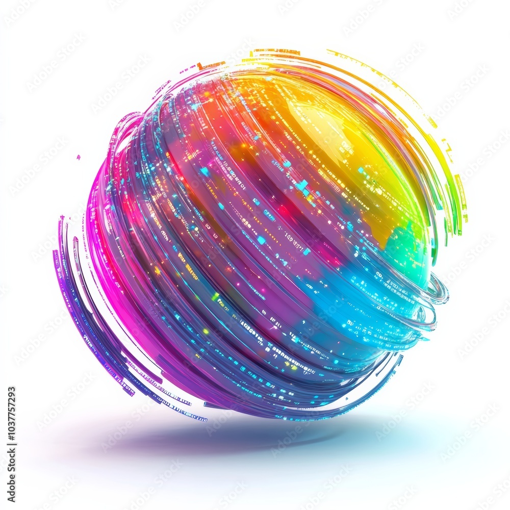 Poster abstract 3d icon of a globe with digital data streams, representing cyberspace and global connectivi