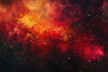 Red galaxy night sky filled with stars and the Milky Way, rendered in vibrant colors that capture the awe of the cosmos.