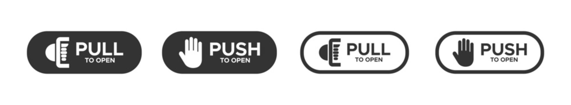 Pull and push to open vector illustrations. Pull and push to open vector icon