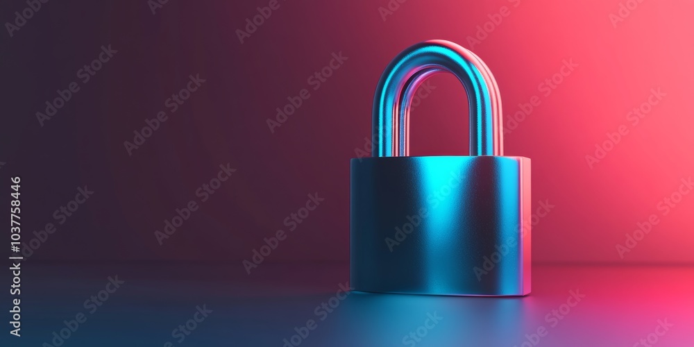 Poster abstract 3d representation of a padlock, symbolizing security and privacy, isolated with a gradient 