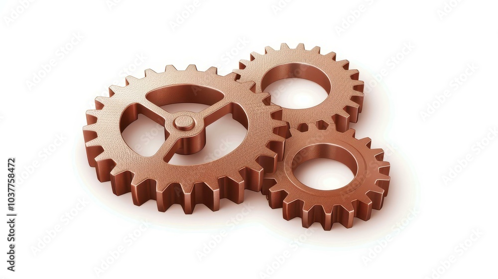 Poster sketch of interlocking gears on a white backdrop, representing mechanical design and the essence of 