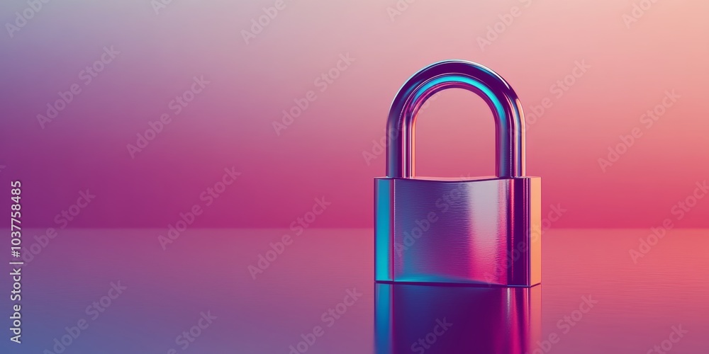 Poster abstract 3d representation of a padlock, symbolizing security and privacy, isolated with a gradient 